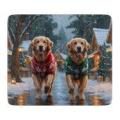 Golden Retriever Dogs Christmas Snow Holiday Snijplank (Voorkant)