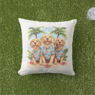 Golden Retriever Dogs met een Hawaïaans Shirt Buitenkussen