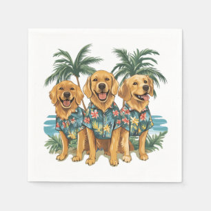 Golden Retriever Dogs met een Hawaïaans Shirt Servet