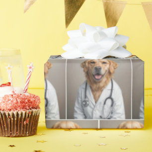 Golden Retriever Dokter Met een Stethoscoop Cadeaupapier