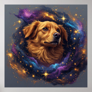 Golden Retriever door Whimsical Cosmos Poster