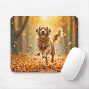 Golden Retriever draait in de herfst Bossen Muismat