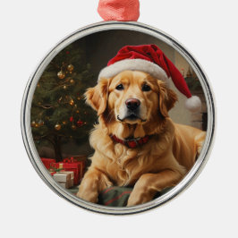 Golden Retriever Dragen Santa Hat Metalen Ornament