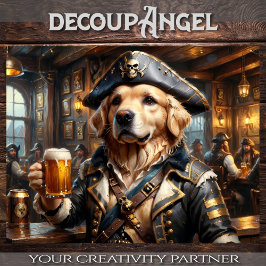 Golden Retriever Drink Bier in Pirate's Den - Tissuepapier
