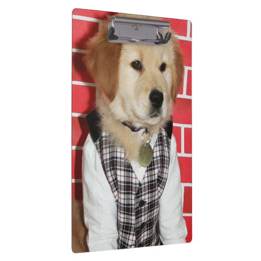 Golden Retriever drukte op Puppy Klembord (Rechts)