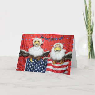 Golden Retriever Eagles houdt de Amerikaanse vlag Kaart