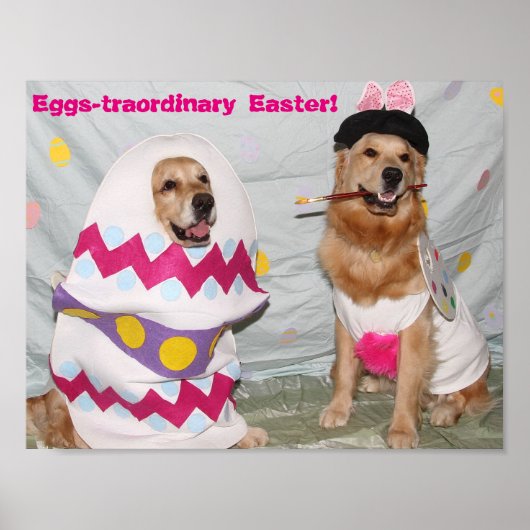 Golden Retriever Eggstramal Easter Bunny Poster (Voorkant)