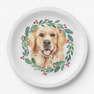 Golden Retriever Elegant Hondenkerstvakantie Papieren Bordje