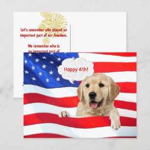 Golden Retriever en Amerikaanse vlag dank u Briefkaart