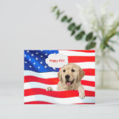 Golden Retriever en Amerikaanse vlag dank u Briefkaart (Staand voorkant)