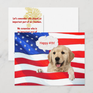 Golden Retriever en Amerikaanse vlag dank u Briefkaart