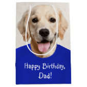 Golden Retriever en bleu T-shirt Medium Cadeau sac (Devant)