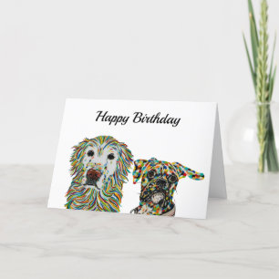 Golden Retriever en Boxer Verjaardag Kaart