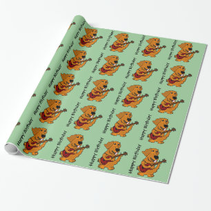 Golden Retriever en Guitar Birthday Giftwrap Cadeaupapier
