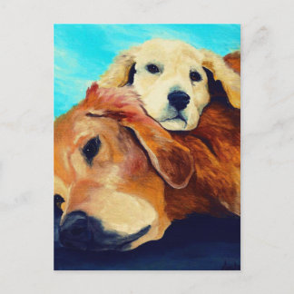 Golden Retriever en Puppy Briefkaart