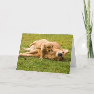 Golden Retriever en Puppy Vaderdag Kaart