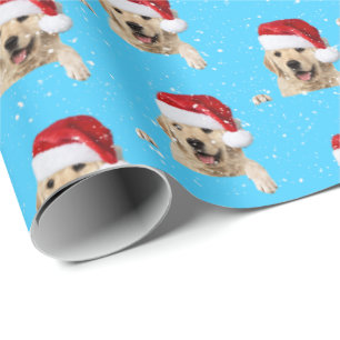 Golden Retriever en Santa hoed Cadeaupapier