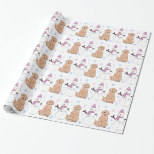 Golden Retriever en Snowman Cadeaupapier