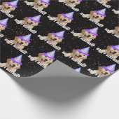 Golden Retriever en verjaardagsconfetti Cadeaupapier (Hoek)