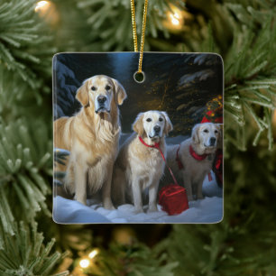 Golden Retriever Enneigé Traîneau Décoration de No