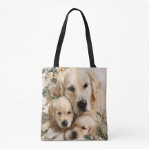 Golden Retriever Family Puppies Vintage Christmas