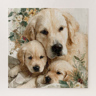 Golden Retriever Family Puppies Vintage Christmas Legpuzzel