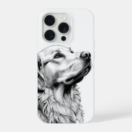 Golden Retriever Fijne Lijn Kunst Phonehoes | Kuns iPhone 15 Pro Hoesje