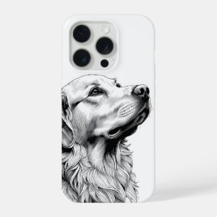 Golden Retriever Fijne Lijn Kunst Phonehoes Kuns iPhone 15 Pro Hoesje