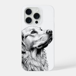 Golden Retriever Fijne Lijn Kunst Phonehoes | Kuns iPhone 15 Pro Hoesje