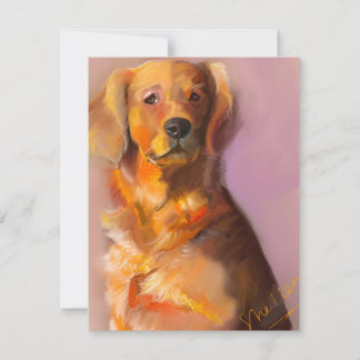 Golden Retriever Fine Art Digital Art Kaart Notitiekaartje
