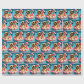 Golden Retriever Floating On a Flamingo Pool Toy Cadeaupapier (Vlak)