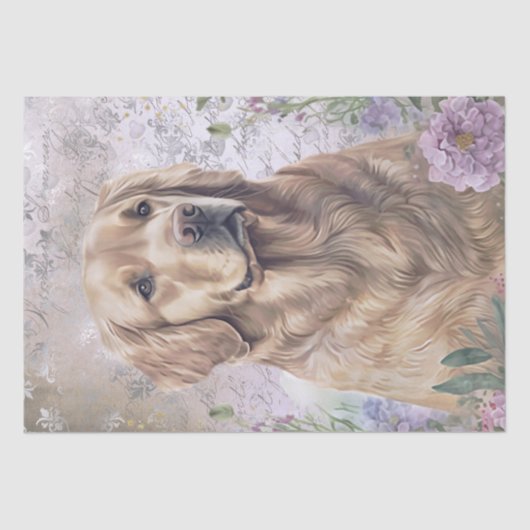 Golden Retriever Floral Dog Tissuepapier (Voorkant)