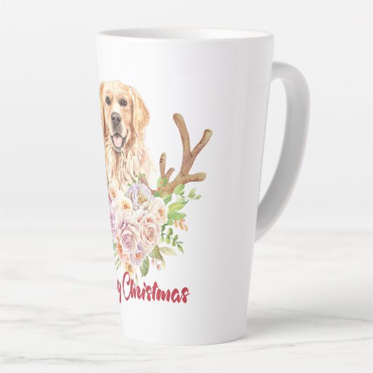 Golden Retriever Floral Merry kerst Latte Mok (Rechterhoek)