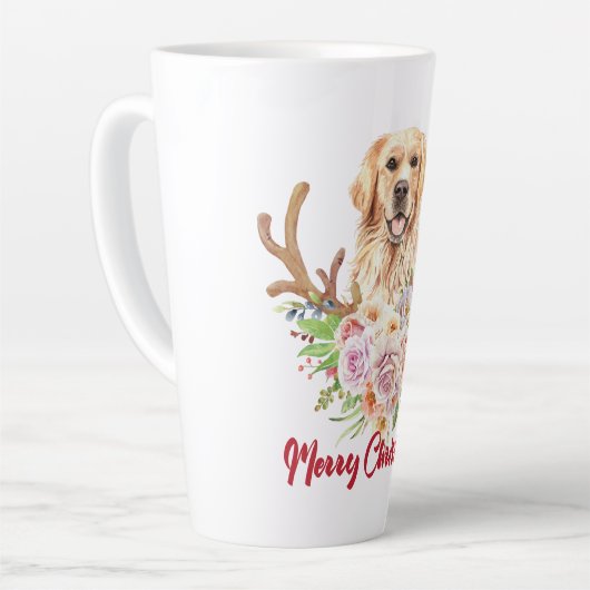 Golden Retriever Floral Merry kerst Latte Mok (Linkerhoek)