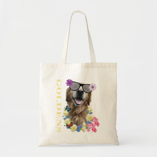Golden Retriever Flowered Sunbril Tote Bag (Voorkant)
