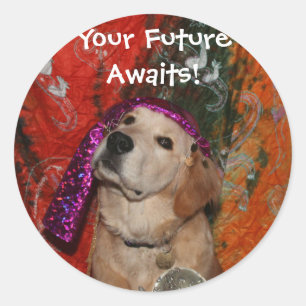 Golden Retriever Fortune Teller Ronde Sticker