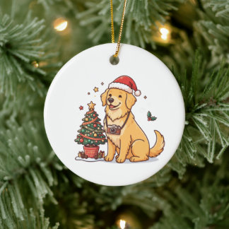 Golden Retriever Fotograaf Kerstmis Keramisch Ornament