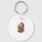 Golden Retriever Funny dog Christmas Santa Hat lig Sleutelhanger (Voorkant)