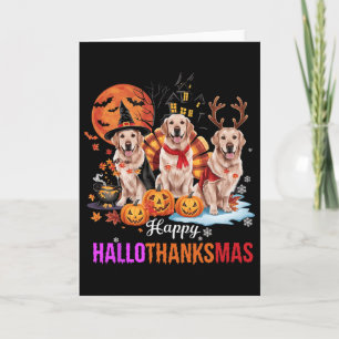 Golden Retriever Gelukkig Hallothanksmas Halloween Kaart