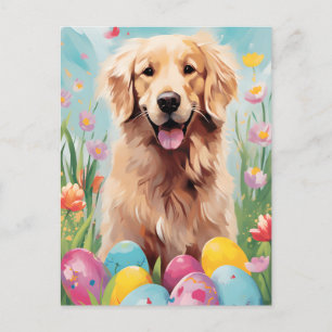 Golden Retriever Gelukkig Pasen Briefkaart