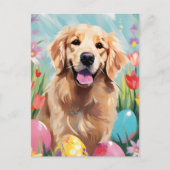 Golden Retriever Gelukkig Pasen Briefkaart (Voorkant)