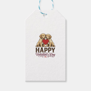 Golden Retriever Gelukkig Valentijnsdag Cadeaulabel
