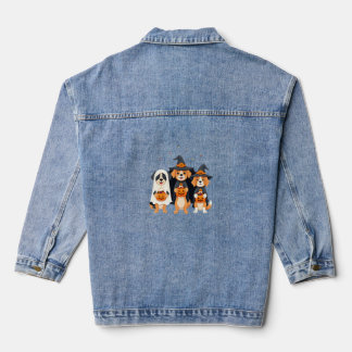 Golden Retriever Ghost Halloween Trick Or Treat Do Denim Jacket