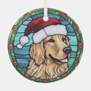 Golden Retriever Glas in lood Kerst Glas Ornament