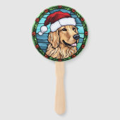 Golden Retriever Glas in lood Kerst Handwaaier (Voorkant)