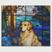 Golden Retriever Glas in lood Pattern Dog Cadeaupapier (Vlak)