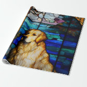 Golden Retriever Glas in lood Pattern Dog Cadeaupapier (Uitgerold)