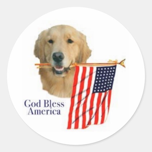 Golden Retriever God zegene Amerika Sticker (Voorkant)