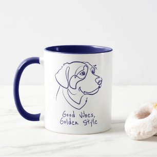 Golden Retriever - Goede Vibes, Gouden Stijl Mok