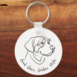 Golden Retriever - Goede Vibes, Gouden Stijl Sleutelhanger